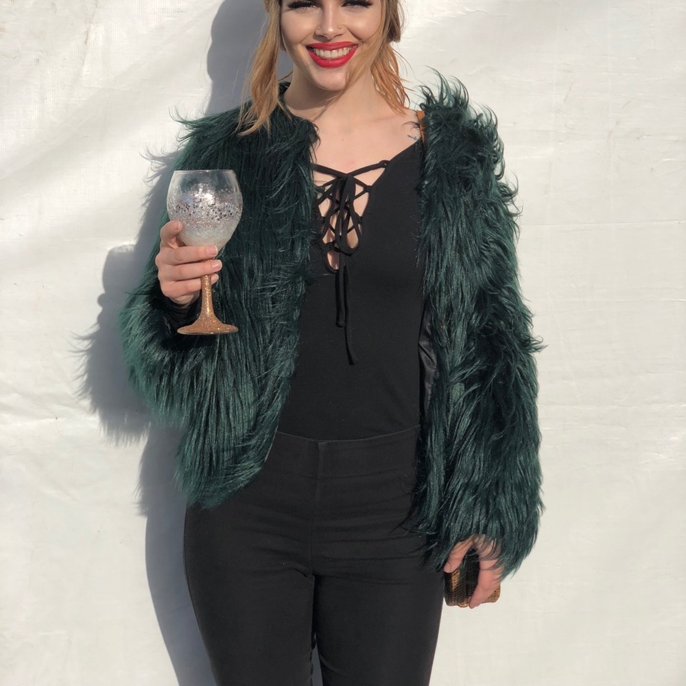 Green Faux Fur Coat